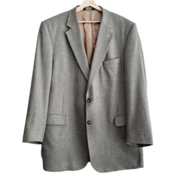 JOS. A. BANK 100% Wool Blazer Jacket Fine Houndstooth Pattern Men's Sz 48 L - Picture 1 of 10